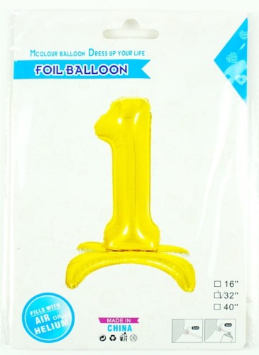BALON FOLIOWY STOJĄCY 1 GOLD 80CM    