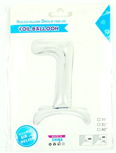 BALON FOLIOWY STOJĄCY 7 SILVER 80CM                    