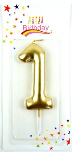 ŚWIECZKA URODZINOWA 9CM 1 GOLD 