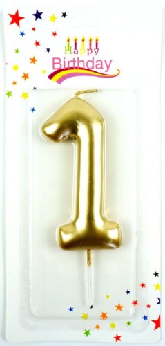 ŚWIECZKA URODZINOWA 9CM 1 GOLD 