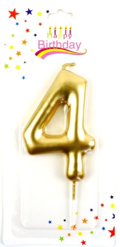 ŚWIECZKA URODZINOWA 9CM 4 GOLD    
