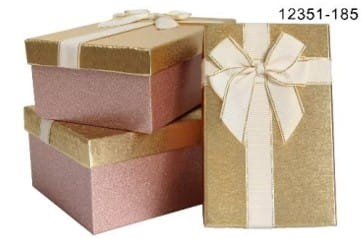 PUDEŁKA 3 SZT KPL  PROSTOKĄT ZŁOTE