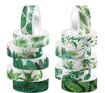 Washi Tape Taśma Dekoracyjna Boho 12 Szt/Kpl 1,5Cm*5M*12 Rolek Zielone Boho