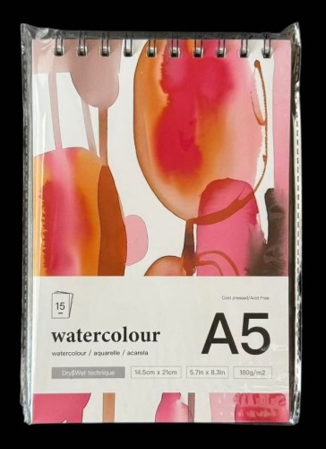 Blok akwarelowy A5 – 180 g/m² – 15 arkuszy