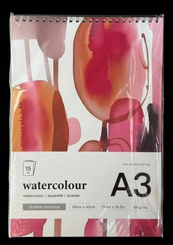 Blok akwarelowy A3 – 180 g/m² – 15 arkuszy