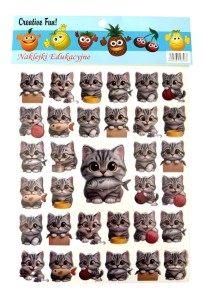 NAKLEJKI DEKORACYJNE PUFFY KOTEK Z RYBKĄ