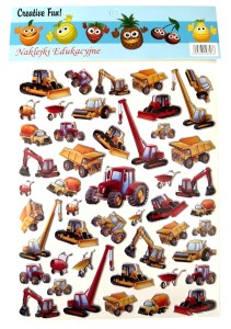 NAKLEJKI DEKORACYJNE PUFFY POJAZDY BUDOWLANE