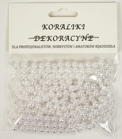 KORALIKI PLASTIKOWE PEREŁKI BIAŁE 6MM