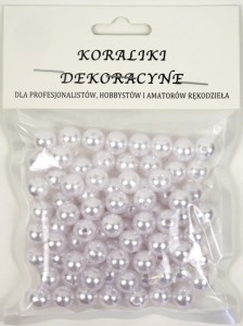 KORALIKI PLASTIKOWE PEREŁKI BIAŁE 10MM 