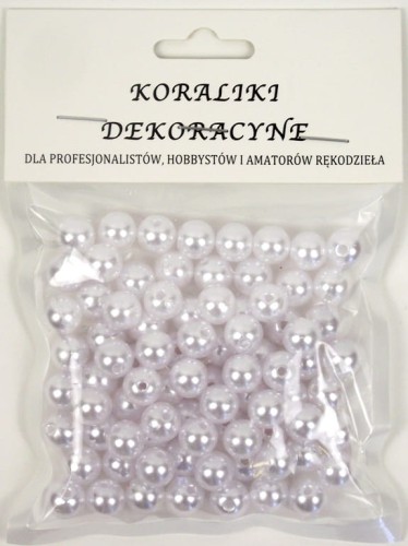 KORALIKI PLASTIKOWE PEREŁKI BIAŁE 10MM 