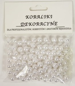 KORALIKI PLASTIKOWE PEREŁKI BIAŁE 8MM